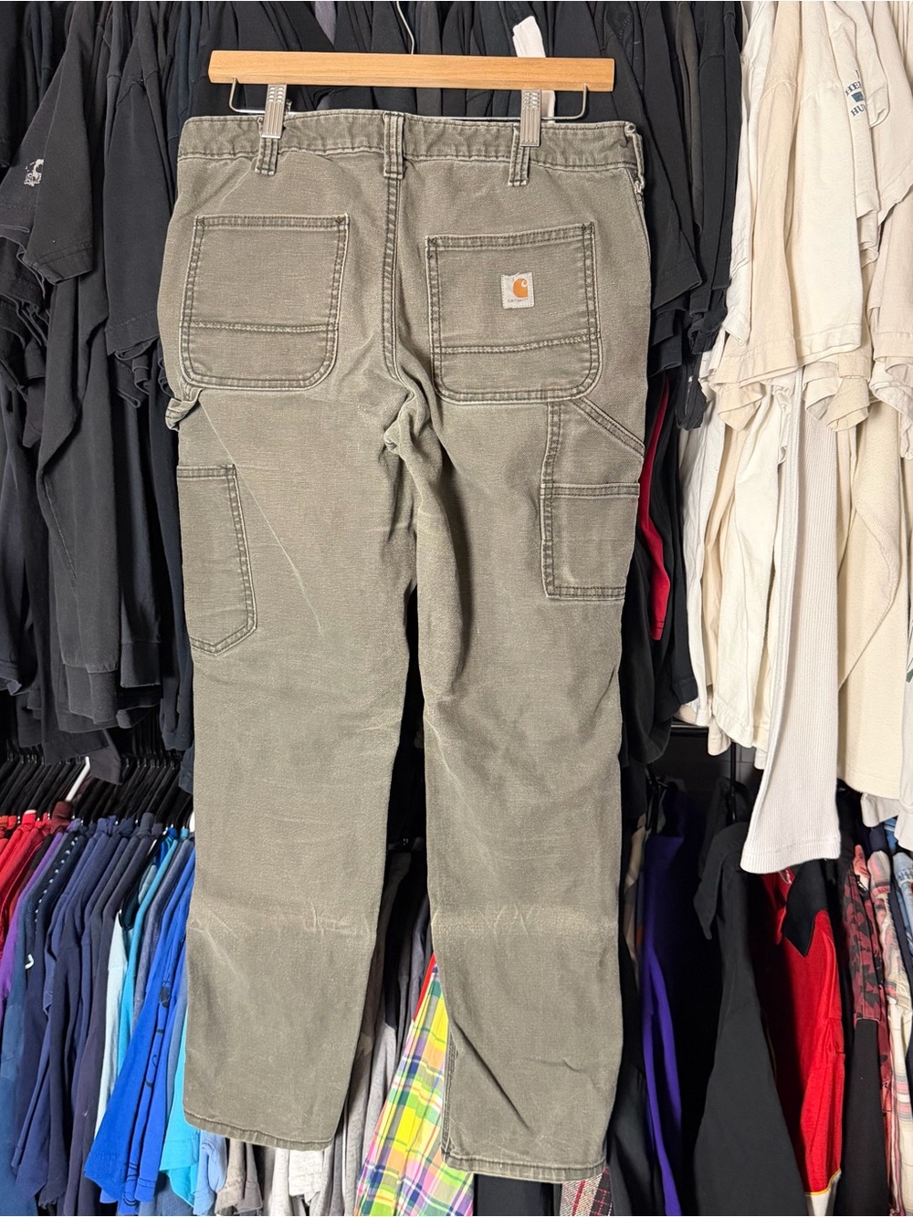 Carhartt Double Knee Cargo Pants Womens Size 6 Green Canvas Slim Fit Carpenter